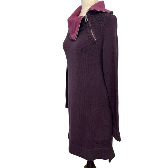 Soft Surroundings Sweater Dress Pockets Funnel Turtleneck Thick Knit Purple Sz S - Picture 4 of 14